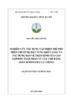 Nghiên cứu tác dụng cải thiện trí nhớ trên chuột bị mất vùng khứu giác và tác dụng bảo vệ thần kinh của cao saponin toàn phần từ cây chè đắng (ilex kudingcha c.j.tseng)