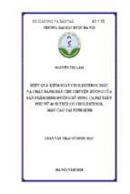 Hiệu quả kiểm soát cholesterol máu và chất đánh dấu chu chuyển xương của sản phẩm dinh dưỡng bổ sung canxi trên phụ nữ 40   50 tuổi có cholesterol máu cao tại ninh bình