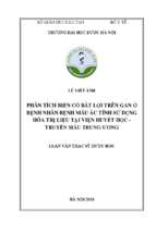 Phân tích biến cố bất lợi trên gan ở bệnh nhân bệnh máu ác tính sử dụng hóa trị liệu tại viện huyết học   truyền máu trung ương