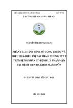 Phân tích tình hình sử dụng thuốc và hiệu quả điều trị đái tháo đường typ 2 trên bệnh nhân có bệnh lý thận mạn tại bệnh viện đa khoa xanh pôn