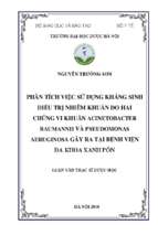 Phân tích việc sử dụng kháng sinh điều trị nhiễm khuẩn do hai chủng vi khuẩn acinetobacter baumanii và pseudomonas aeruginosa gây ra tại bệnh viện đa khoa xanh pôn