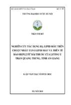 Nghiên cứu tác dụng hạ lipid máu trên chuột nhắt tăng lipid máu và trên tế bào hepg2 từ bài thuốc của lương y trần quang trung, tỉnh an giang