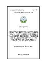 Phân tích thực trạng từ chối thanh toán chi phí điều trị do bảo hiểm y tế chi trả tại bệnh viện đa khoa hoài đức thành phố hà nội năm 2016