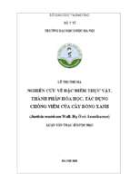 Nghiên cứu về đặc điểm thực vật, thành phần hóa học, tác dụng chống viêm của cây dóng xanh (justicia ventricosa wall. họ ô rô acanthaceae)