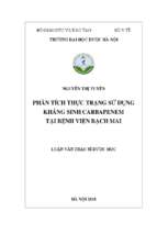 Phân tích thực trạng sử dụng kháng sinh carbapenem tại bệnh viện bạch mai