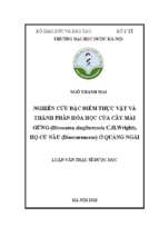 Nghiên cứu đặc điểm thực vật và thành phần hóa học của cây mài gừng (dioscorea zingiberensis c.h.wright), họ củ nâu ( dioscoreaceae) ở quảng ngãi