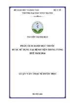 Phân tích danh mục thuốc được sử dụng tại bệnh viện trung ương huế năm 2016