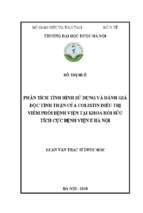 Phân tích tình hình sử dụng và đánh giá độc tính thận của colistin điều trị viêm phổi bệnh viện tại khoa hồi sức tích cực bệnh viện e hà nội