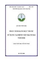 Phân tích danh mục thuốc sử dụng tại bệnh viện bạch mai năm 2016