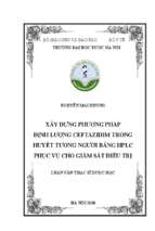 Xây dựng phương pháp định lượng ceftazidim trong huyết tương người bằng hplc phục vụ cho giám sát điều trị