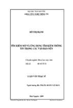 Luận văn tìm kiếm mờ và ứng dụng tìm kiếm thông tin trong các văn bản nén