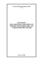 Quy hoạch phát triển công nghệ thông tin tỉnh kon tum giai đoạn 2008   2015 và định hướng đến năm 2020