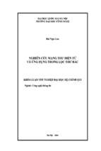Khóa luận nghiên cứu mạng thư điện tử và ứng dụng trong lọc thư rác