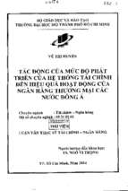 Tác động của mức độ phát triển của hệ thống tài chính đến hiệu quả hoạt động của ngân hàng thương mại các nước đông á