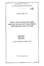 Những yếu tố ảnh hưởng đến hiệu quả sản xuất cây đậu phộng trên địa bàn tỉnh tây ninh