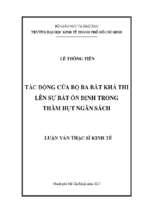 Tác động của bộ ba bất khả thi lên sự bất ổn định trong thâm hụt ngân sách