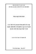 Các yếu tố ảnh hưởng đến tốc độ tăng trưởng tín dụng tại các ngân hàng thương mại việt nam