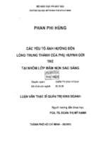 Các yếu tố ảnh hưởng đến lòng trung thành của phụ huynh gởi trẻ tại nhóm lớp mầm non sao sáng