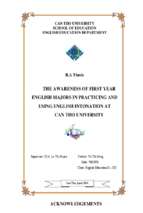 The awareness of first year english majors in practicing and using english intonation at can tho university