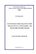 Giải pháp hoàn thiện hoạt động chiêu thị tại công ty cổ phần karofi   chi nhánh miền nam đến năm 2020