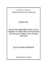 Một số giải pháp nhằm nâng cao sự gắn kết của nhân viên với ngân hàng thương mại cổ phần công thương việt nam