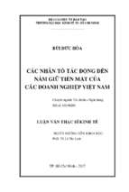 Các nhân tố tác động đến nắm giữ tiền mặt của các doanh nghiệp việt nam