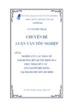 Nghiên cứu các nhân tố ảnh hưởng đến quyết định mua thực phẩm hữu cơ của người tiêu dùng tại thành phố hồ chí minh