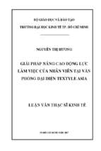 Giải pháp nâng cao động lực làm việc cho nhân viên văn phòng đại diện textyle asia