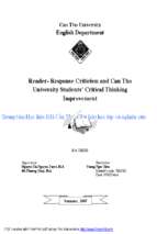 Reader  response criticism and can tho university students’ critical thinking improvemen