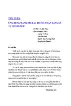 Tiểu luận ứng dụng mạng neural trong nhận dạng ký tự quang học