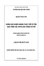 Luận án phân giải nhập nhằng thực thể có tên dựa trên các ontology đóng và mở