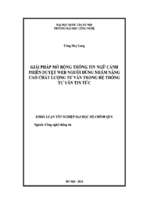 Khóa luận giải pháp mở rộng thông tin ngữ cảnh phiên duyệt web người dùng nhằm nâng cao chất lượng tư vấn trong hệ thống tư vấn tin tức