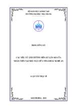 Các yếu tố ảnh hưởng đến sự gắn bó của nhân viên tại nhà máy sữa vinamilk nghệ an