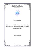 Các yếu tố ảnh hưởng tới động lực làm việc của nhân viên tại công ty trách nhiệm hữu hạn hòa hiệp