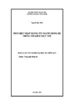 Khóa luận phân biệt nhập nhằng tên người trong hệ thống tìm kiếm thực thể