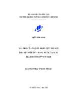 Vai trò của nguồn nhân lực đối với thu hút đầu tư trong nước tại các địa phương ở việt nam