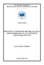 Những yếu tố ảnh hưởng đến hiệu quả hoạt động kinh doanh của các ngân hàng thương mại việt nam