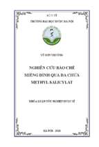 Nghiên cứu bào chế miếng dính qua da chứa methyl salicylat