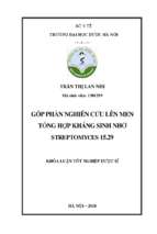 Góp phần nghiên cứu lên men tổng hợp kháng sinh nhờ streptomyces 15.29