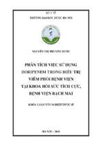 Phân tích việc sử dụng doripenem trong điều trị viêm phổi bệnh viện tại khoa hồi sức tích cực, bệnh viện bạch mai