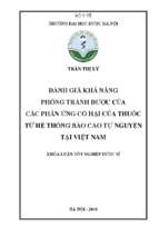 đánh giá khả năng phòng tránh được của các phản ứng có hại của thuốc từ hệ thống báo cáo tự nguyện tại việt nam