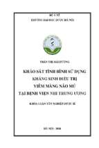 Khảo sát tình hình sử dụng kháng sinh điều trị viêm màng não mủ tại bệnh viện nhi trung ương