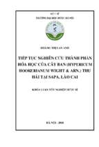 Tiếp tục nghiên cứu thành phần hóa học của cây ban (hypericum hookerianum wight & arn.)thu hái tại sapa, lào cai