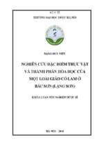 Nghiên cứu đặc điểm thực vật và thành phần hóa học của một loài giảo cổ lam ở bắc sơn (lạng sơn)