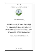 Nghiên cứu đặc điểm thực vật và thành phần hóa học của cây nghệ đắng (curcuma zedoaroides a. chav. & tanee), họ gừng (zingiberaceae)