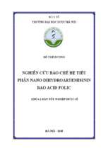 Nghiên cứu bào chế hệ tiểu phân nano dihydroartemisinin bao acid folic