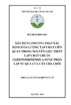 Xây dựng phương pháp xác định hàm lượng tạp chất liên quan trong nguyên liệu thiết lập chất chuẩn cleistonkinensis a được phân lập từ quả của cây chà chôi