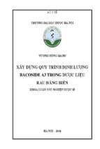 Xây dựng quy trình định lượng bacoside a3 trong dược liệu rau đắng biển