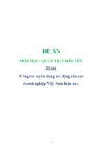 Đề án Quản trị nhân lực: Công tác tuyển dụng lao động của các doanh nghiệp Việt Nam hiện nay