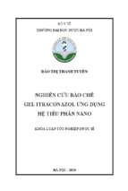 Nghiên cứu bào chế gel itraconazol ứng dụng hệ tiểu phân nano